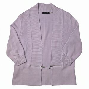 Ivanka Trump Lilac Mixed Knit Cardigan with Zipper Accents Size Large